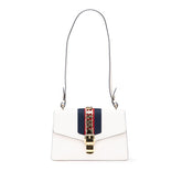 グッチ シルヴィ エンブロイダリー ハンドバッグ ショルダーバッグ 2WAY 421882 ホワイト レザー レディース GUCCI 【中古】